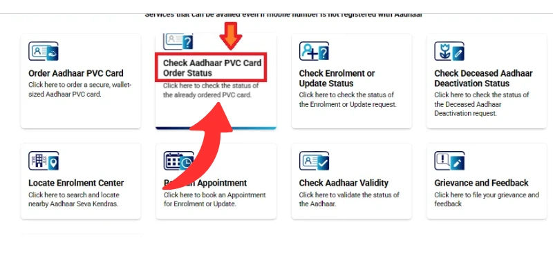 check aadhaar pvc card status